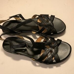 Naturalizer Black Nella Leather Upper Strappy Comfort Sandals 10M